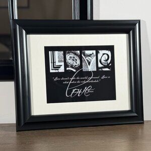 Black & White “LOVE” Framed Wall Art Quote – Franklin P. Jones